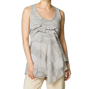 Women's Y2K Grey Ruffle Tier Tank Top Blouse Size M